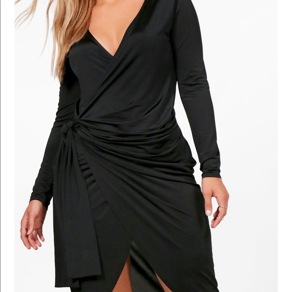 Black Slinky Wrap Dress